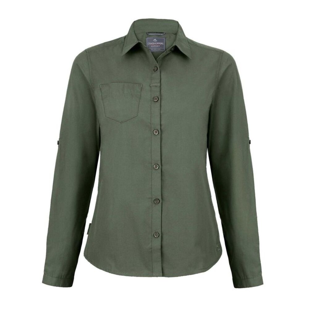 Craghoppers Womens/Ladies Kiwi Long-Sleeved Shirt / Dark Cedar Green